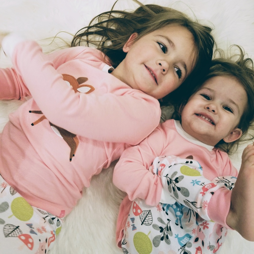 Girls little fawn and forest friends pink pjs